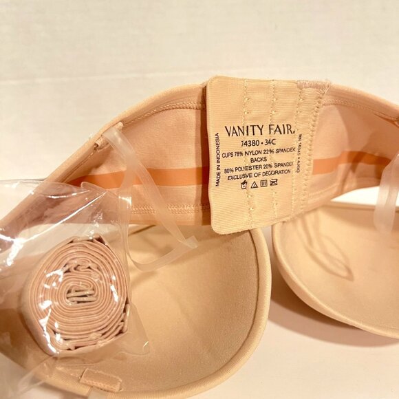 Vanity Fair Beauty Back Full Figure Strapless Beige Bra 38 C - Picture 5 of 9